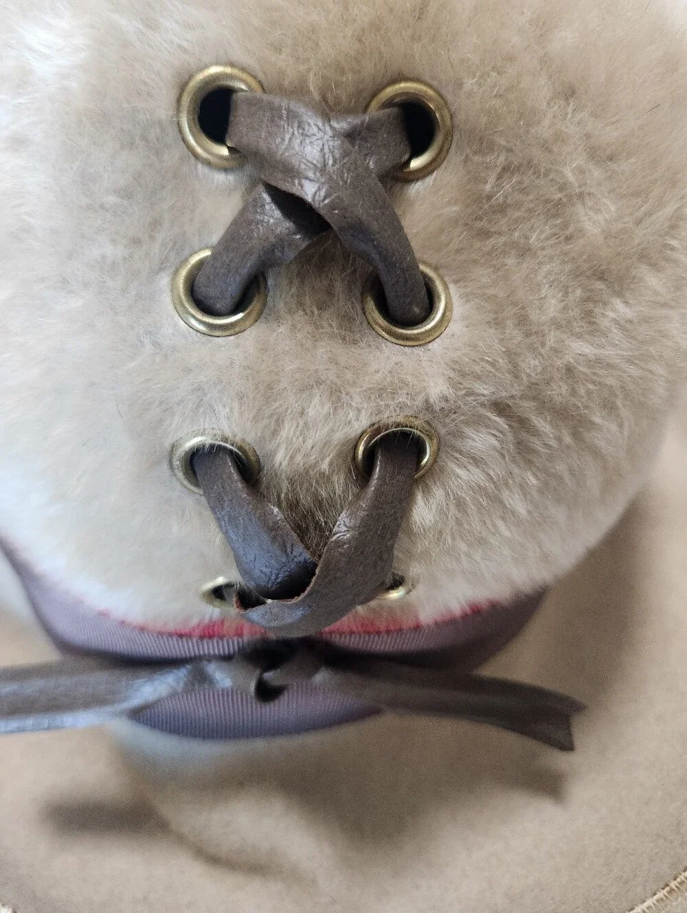 Vintage Darcel Exclusives Tan Felt Hat w/ Faux Fur Leather Accents Size  M